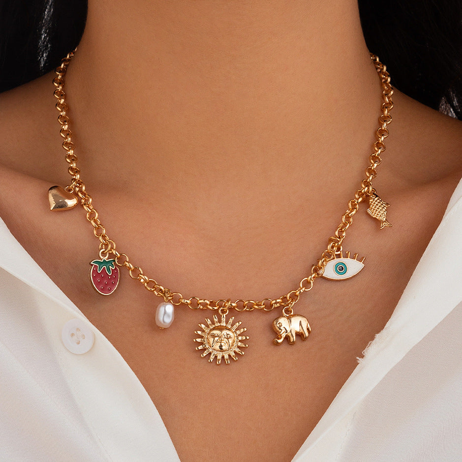 Ocean-Inspired Mermaid Tail Faux Pearl Tassel Necklace