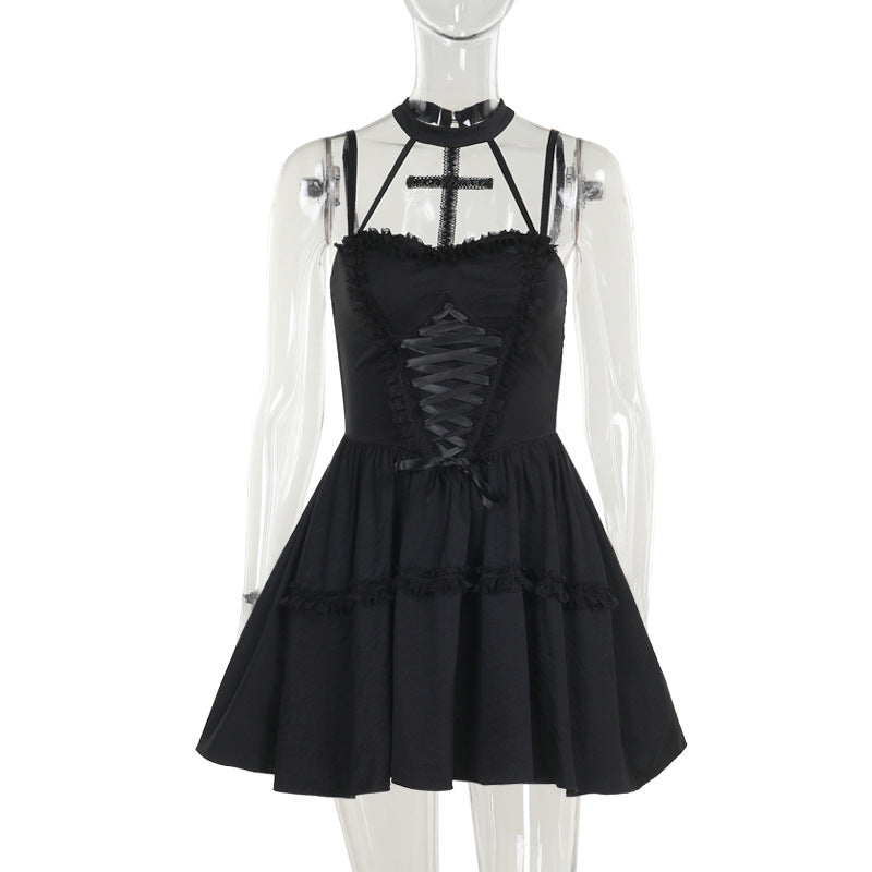 Summer Cross Neck Bodycon Dress With Lace Trim