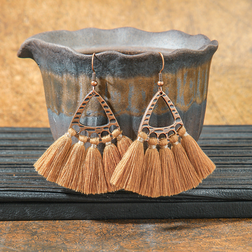 Bohemian Long Geometric Tassel Earrings Jewelry Set