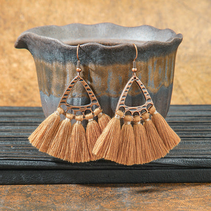 Bohemian Long Geometric Tassel Earrings Jewelry Set