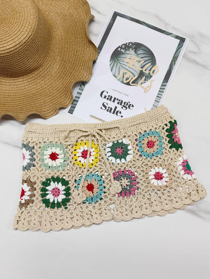 Random Color Crochet Patchwork High-Waisted Hot Pants