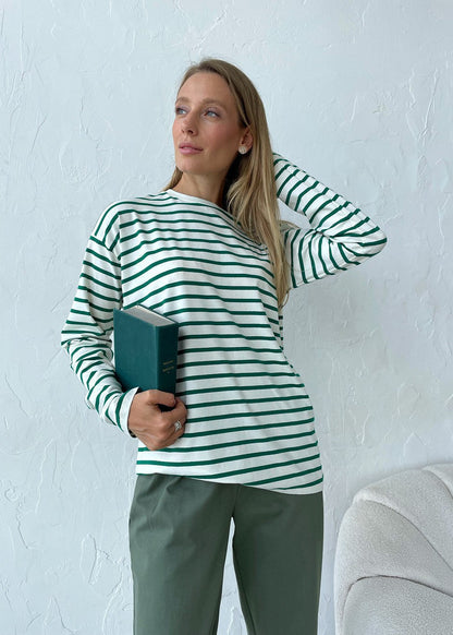 Rust Stripe Cotton Long Sleeve Tee
