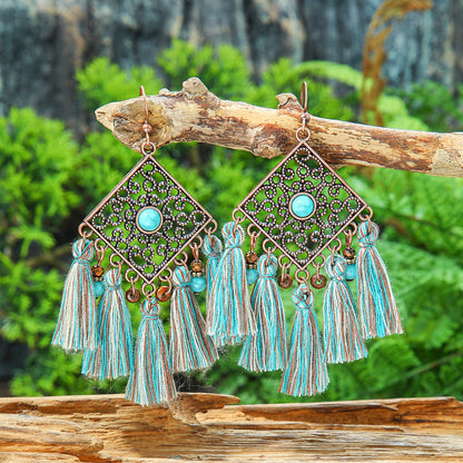 Handcrafted Bohemian Long Tassel Earrings Vintage Jewelry