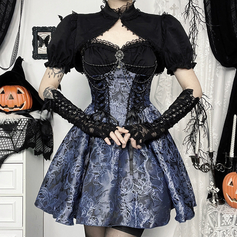 Sexy Dark Halloween Two-Tone Mini Dress