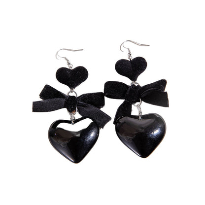 Vintage Minimalist Bow Heart Earrings Acrylic Valentine Jewelry