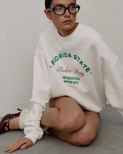 Vintage Print Loose Sport Hoodie