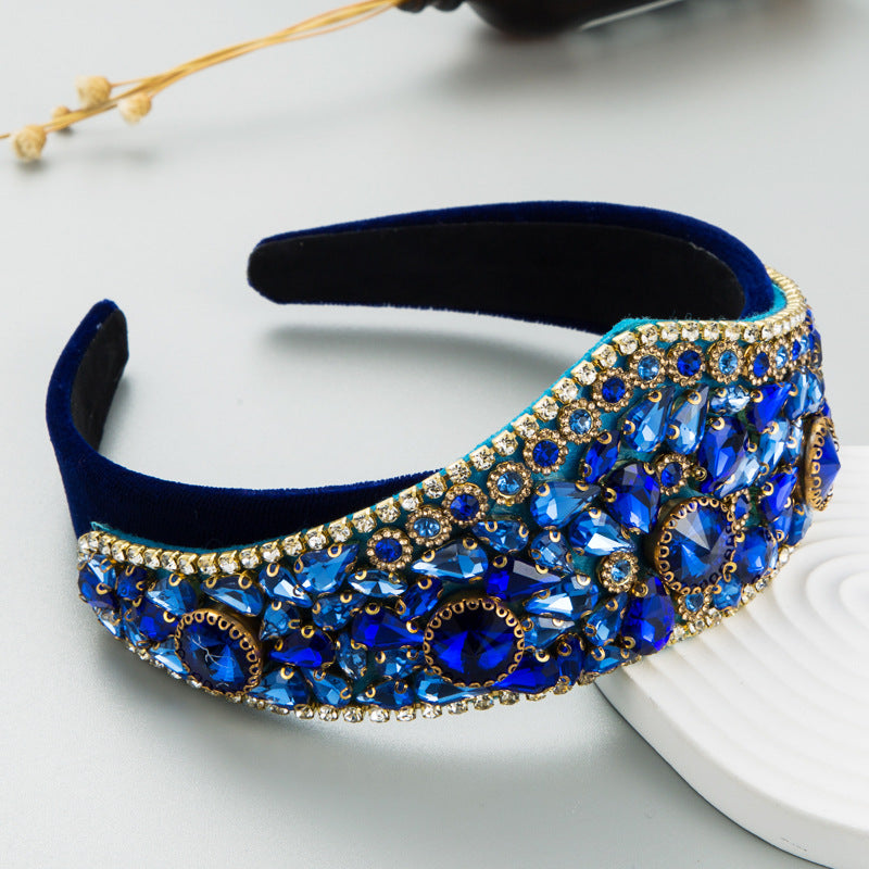Baroque Style Wide Headband with Crystal Accents