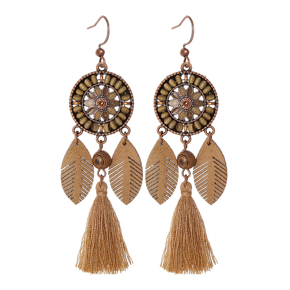 Vintage Bohemian Tassel Earrings with Hollow Design