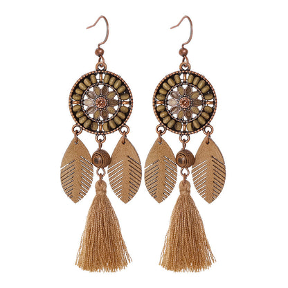 Vintage Bohemian Tassel Earrings with Hollow Design