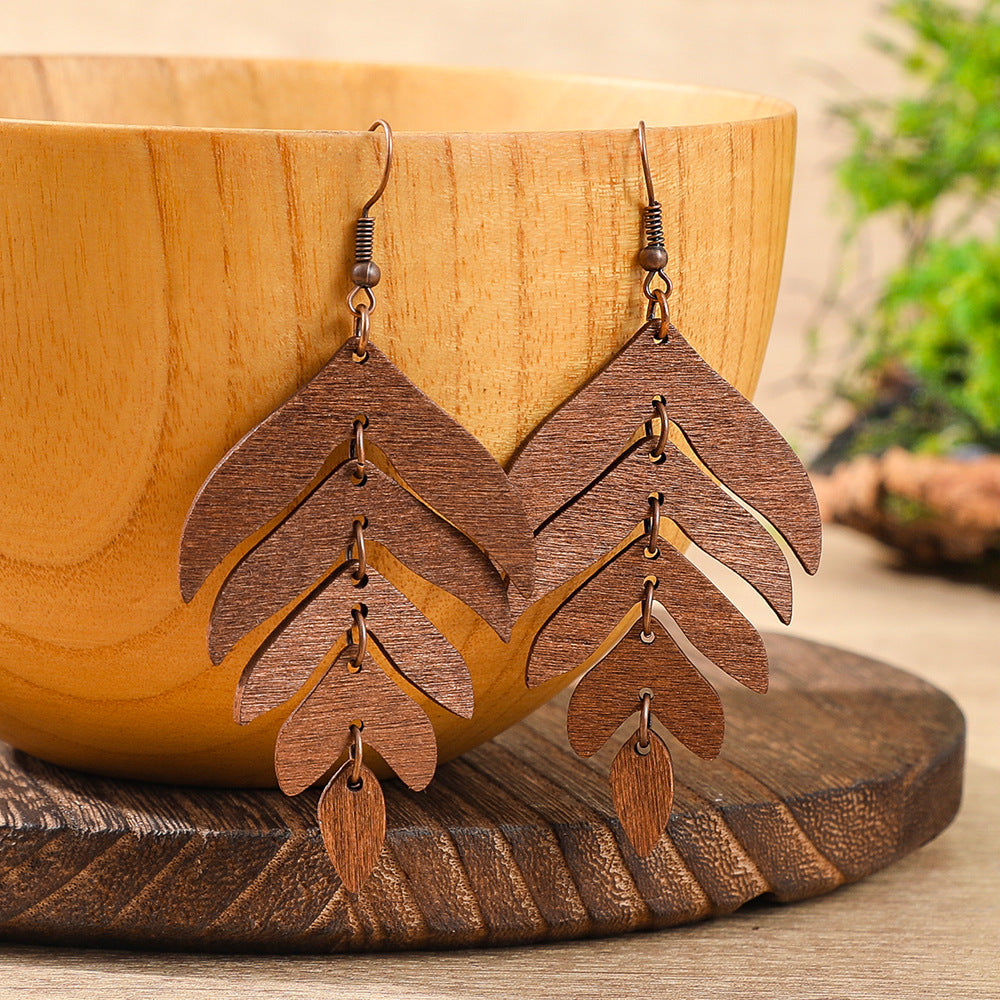 Bohemian Style Leaf Earrings Trendy Zinc Alloy Jewelry