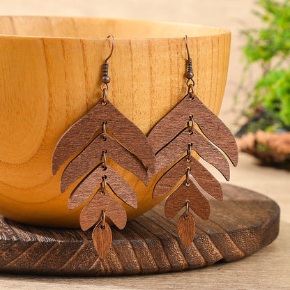 Bohemian Style Leaf Earrings Trendy Zinc Alloy Jewelry