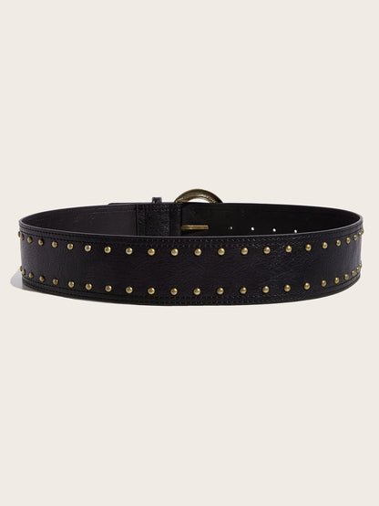 Punk Studs Leather Wide Belt