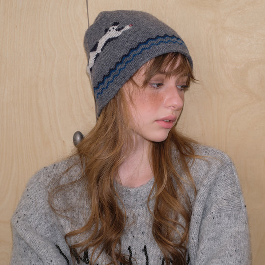 100% Pure Wool Cat Beanie Soft Knit Winter Hat