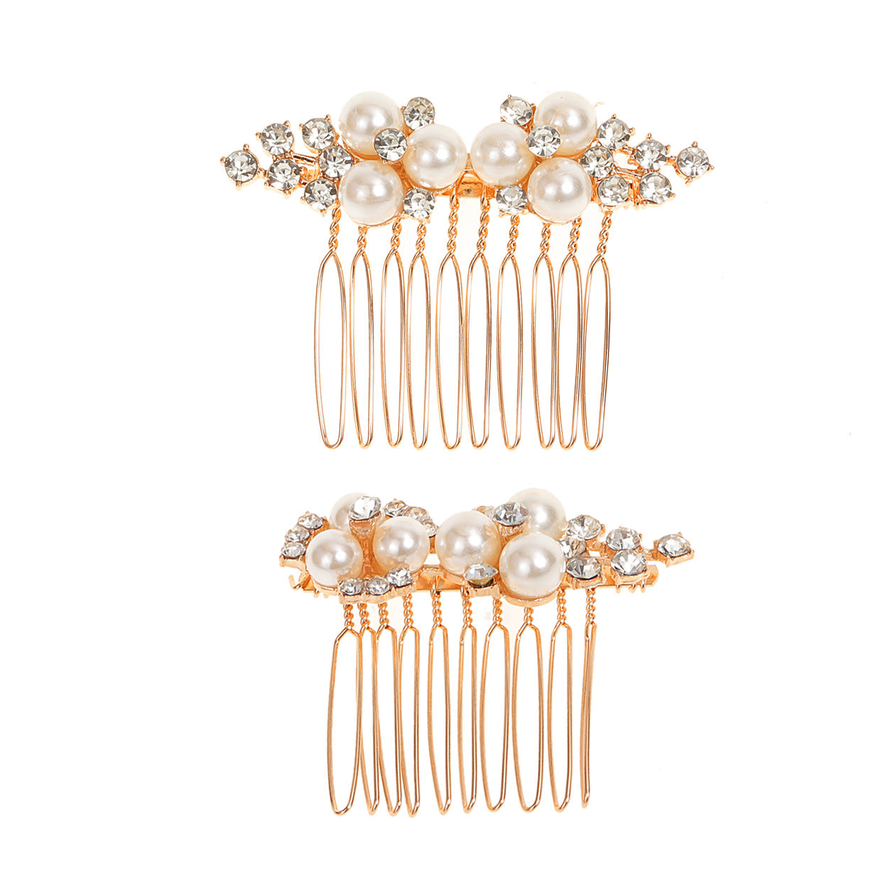 Gold And Silver Floral Hair Combs Set For Weddings