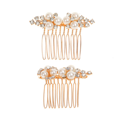 Gold And Silver Floral Hair Combs Set For Weddings