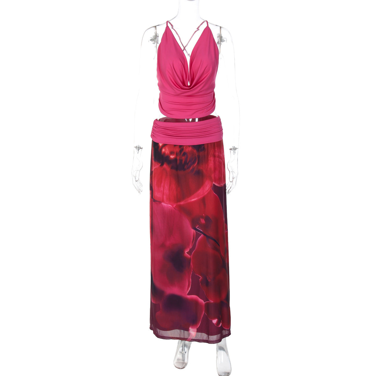 Sleeveless Sexy Floral Midi Dress Set for Parties