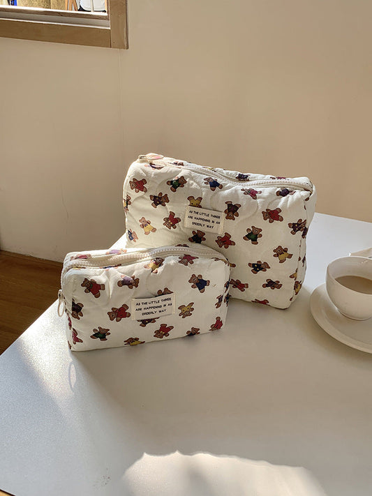 Cartoon Bear Makeup Bag Large Capacity Portable Travel Toiletry Organizer