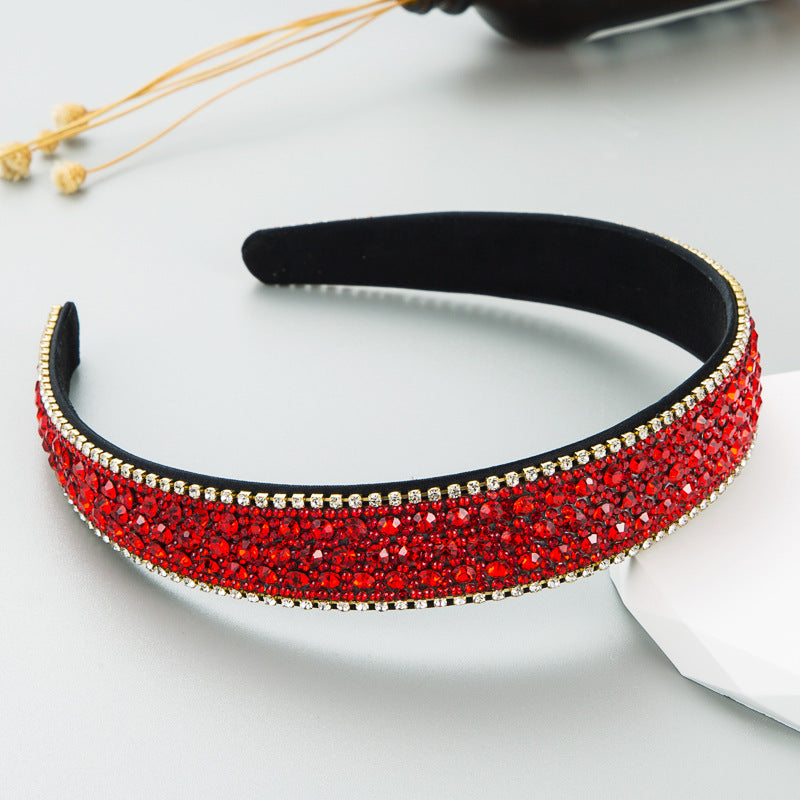 Colorful Rhinestone Wide Headband Elegant Fashion Hair Accessory