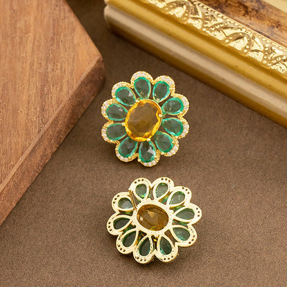 Daisy Flower Zircon Stud Earrings Exquisite Floral Design