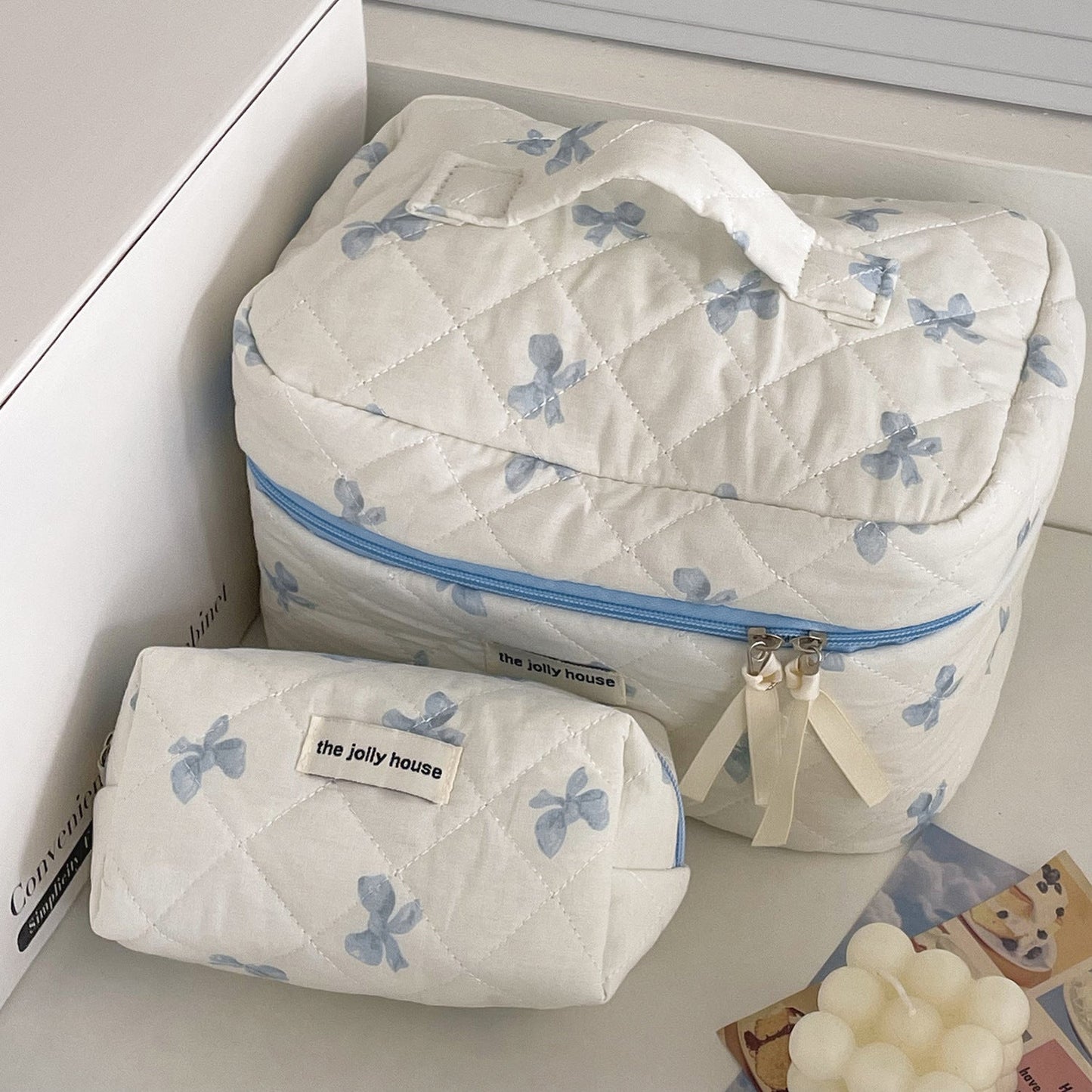 Bow Print Cute Portable Make Up Bag