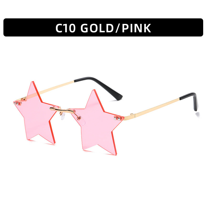 Fashionable Frameworkless Star-Shaped Sunglasses Punk Style