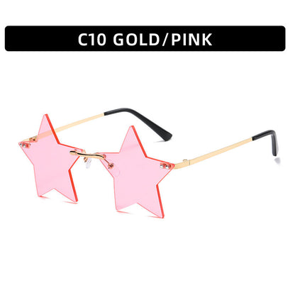 Fashionable Frameworkless Star-Shaped Sunglasses Punk Style