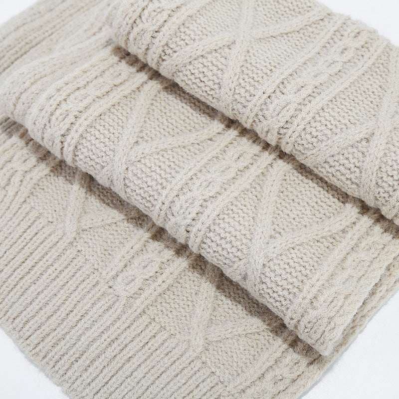 Solid Color Twist Simple Knit Hat & Scarf Sets