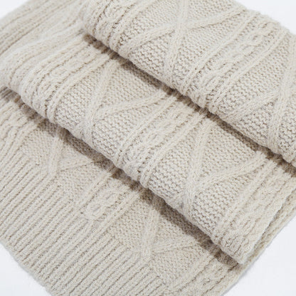 Solid Color Twist Simple Knit Hat & Scarf Sets