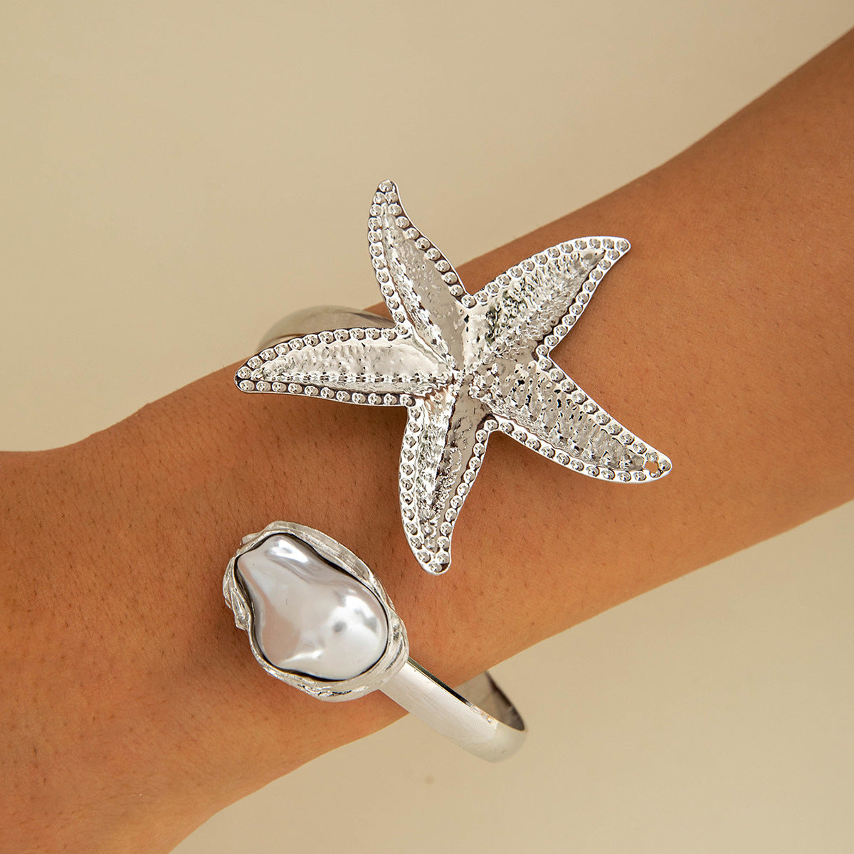 Floral Open Arm Cuff Bracelet Geometric Punk Style Beach Party Jewelry