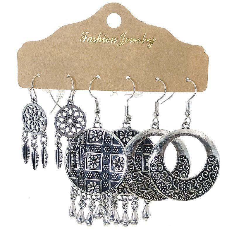 Bohemian Geometric Tassel Hoop Earrings