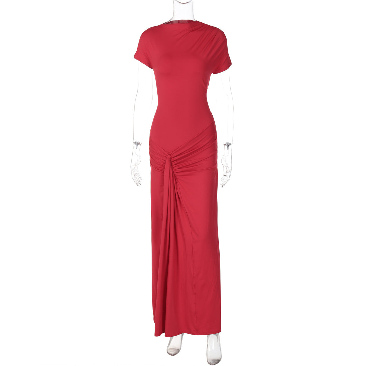 Elegant Fitted Ruffled Short Sleeve Dress
