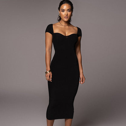 Off-Shoulder Ribbed Maxi Dress Elegant Casual Style