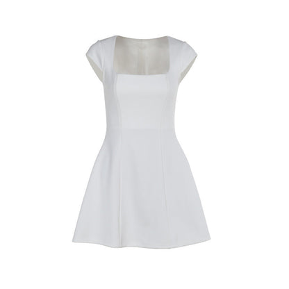 Elegant Square Neck Mini Dress With A-Line Skirt