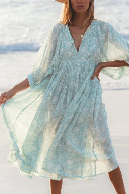 Vintage Floral Maxi Dress Relaxed Casual Style