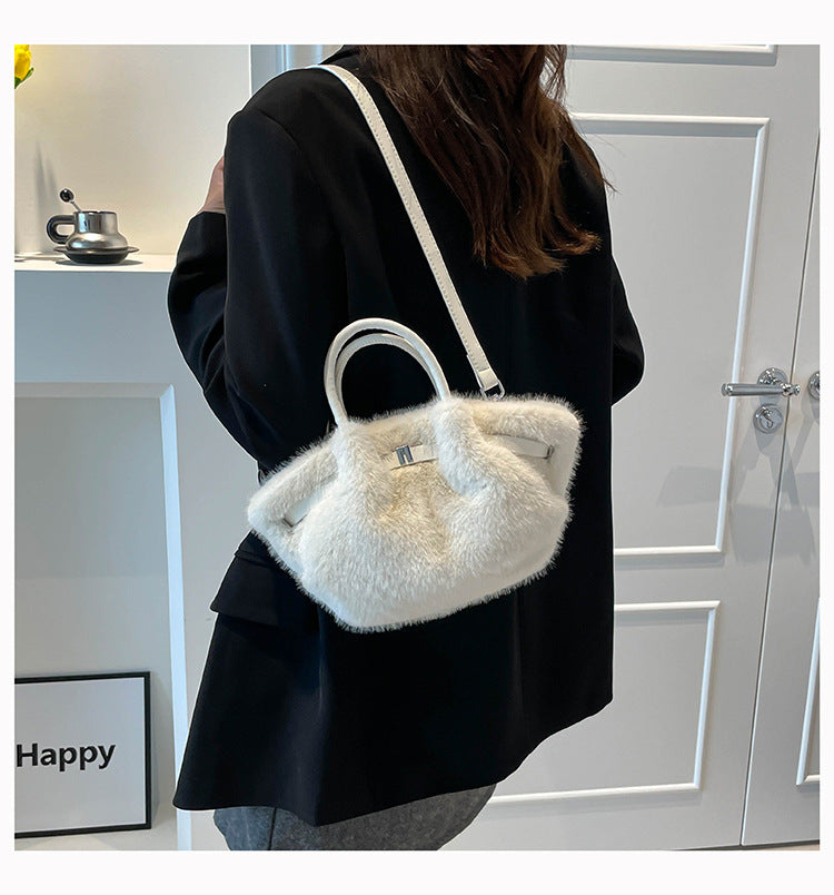 Soft Faux Fur Fluffy Tote Shoulder Bag