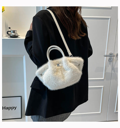 Soft Faux Fur Fluffy Tote Shoulder Bag