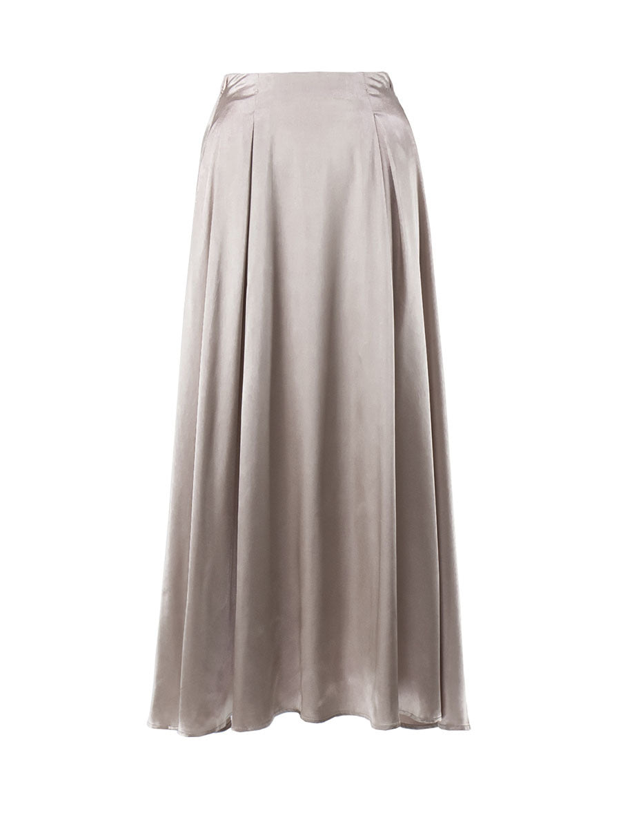 A Line Maxi Skirt Satin Fabric Elegant Flowing