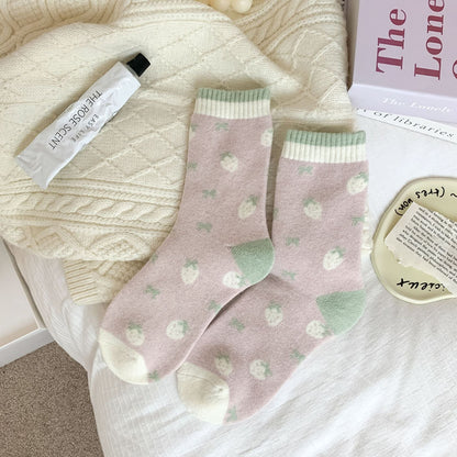 Rufia - Pastel Green &amp; Pink Winter Socks