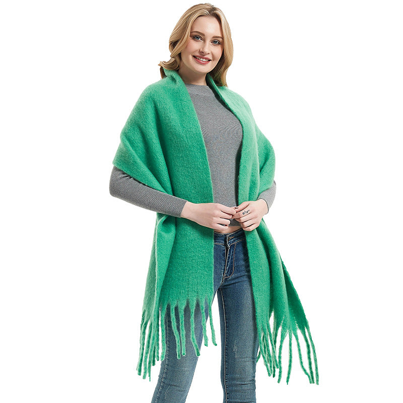 Solid Color Simple Tassel Scarves