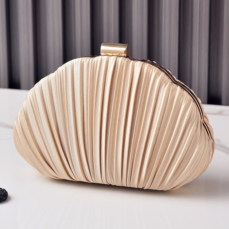 Shell-Shaped Clutch Evening Bag with Ruffles