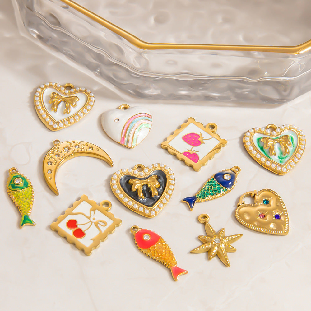 Colorful Fish DIY Pendant Jewelry Accessories Stainless Steel Retro Style