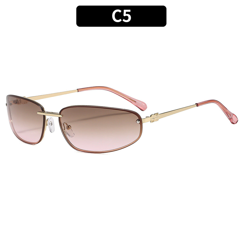 Y2K Fashion Rimless Sunglasses Stylish Metallic Shades
