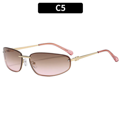 Y2K Fashion Rimless Sunglasses Stylish Metallic Shades