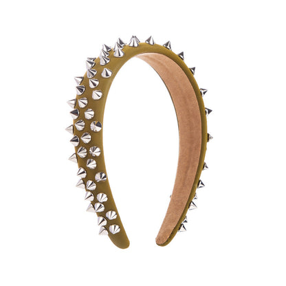 Trendy Wide Brim Leather Headband with Rivets