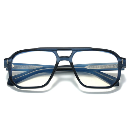 Trendy Double Bridge Pilot Glasses with Clear Lenses