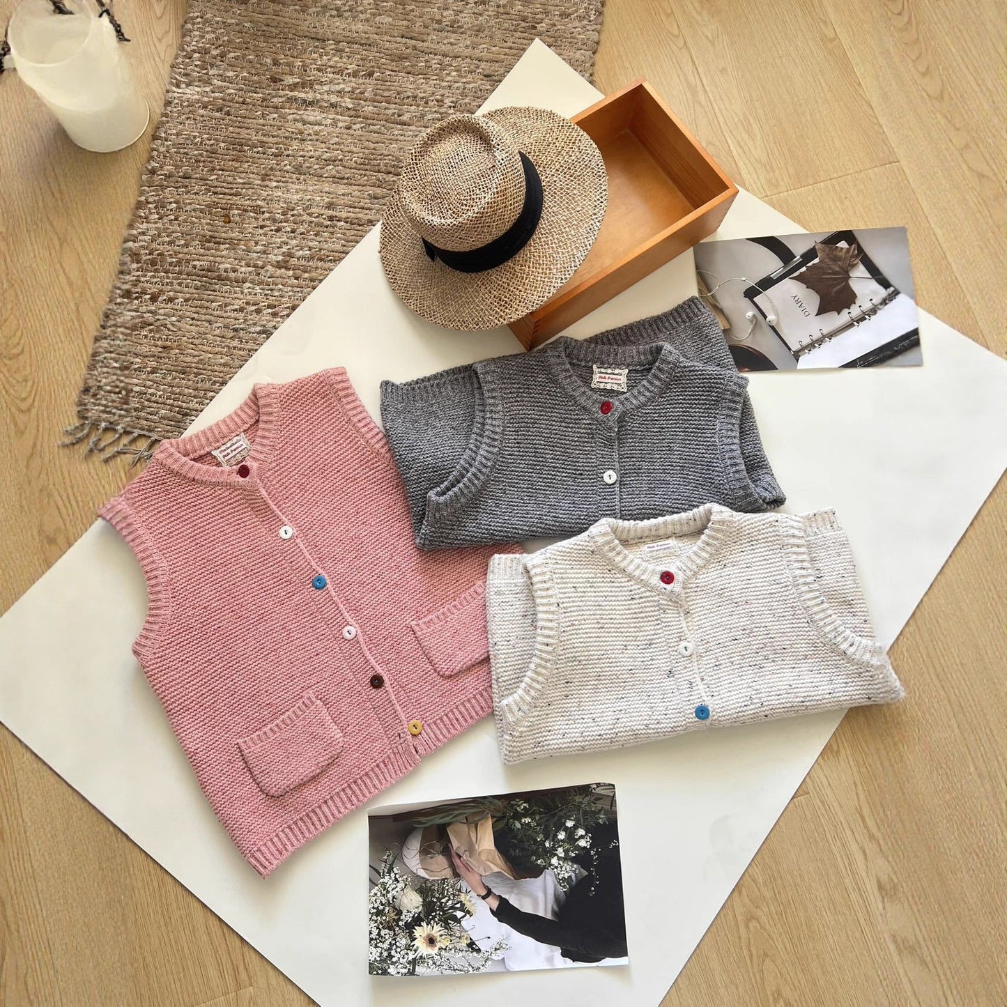 Trendy Knitted Wool Vest with Button Design for Women