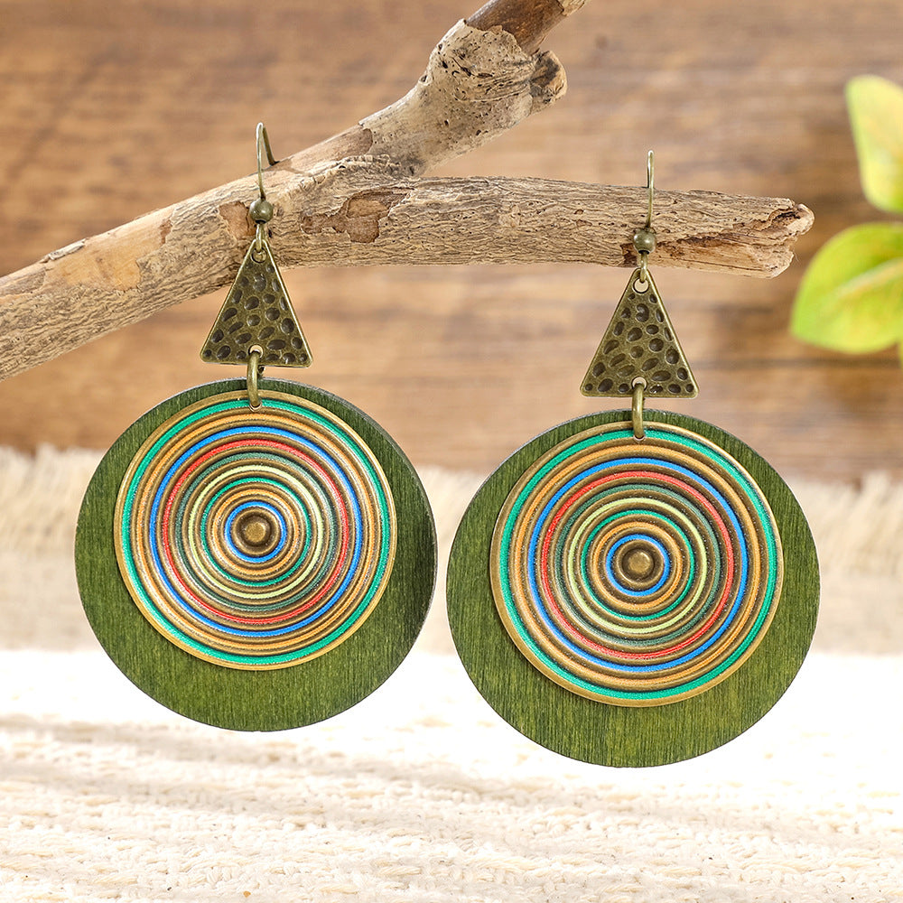 Bohemian Holiday Style Geometric Earrings Colorful Statement Earrings