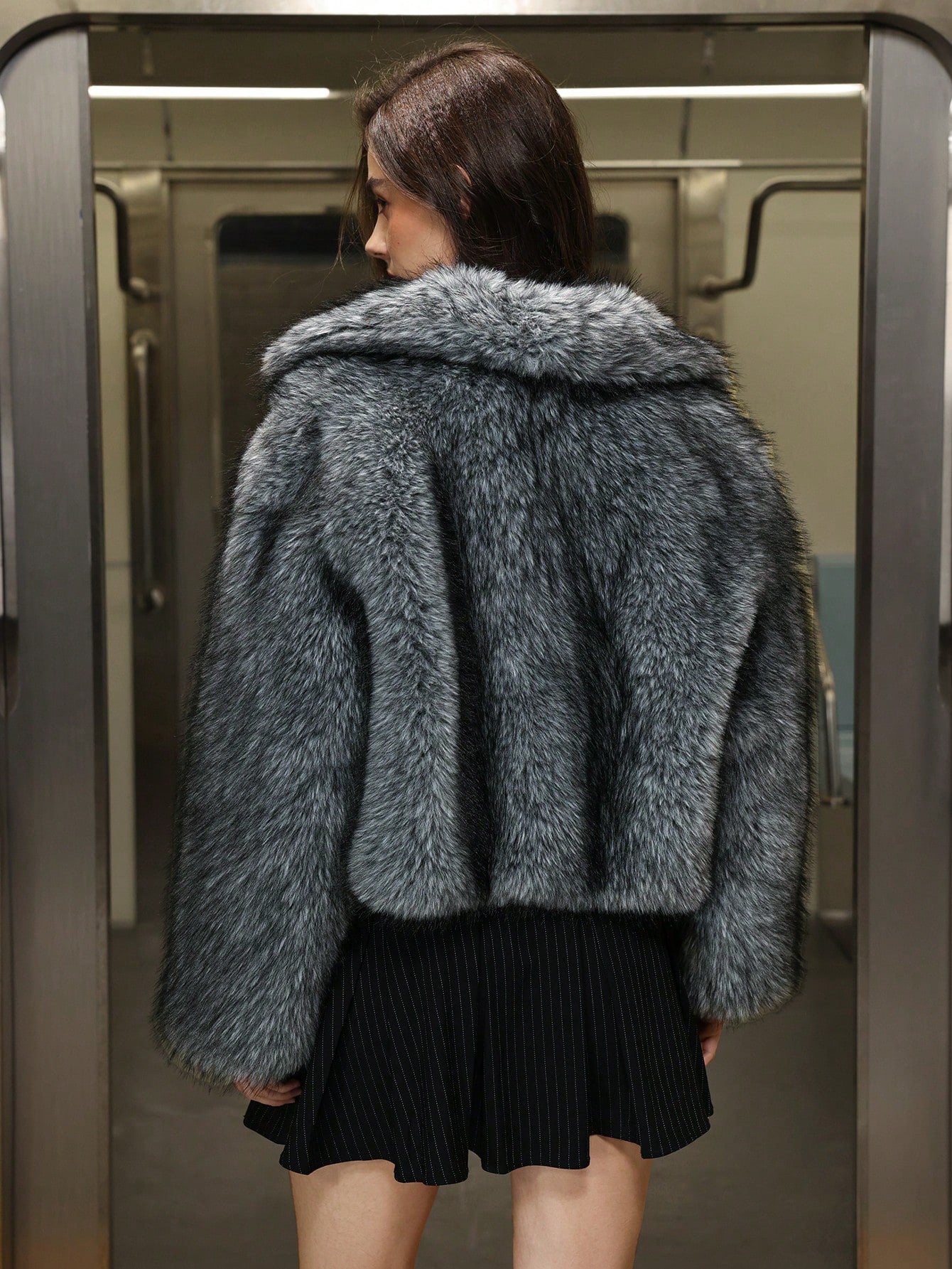 Faux Fur Collared Warm Coat for Women
