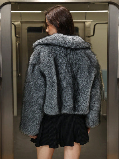 Faux Fur Collared Warm Coat for Women