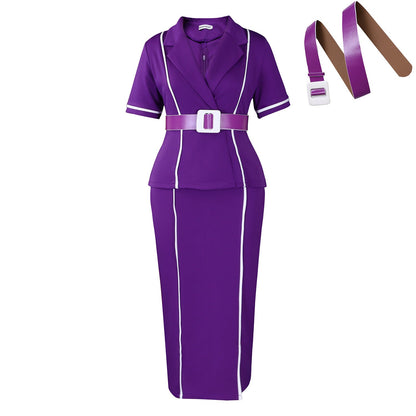 Elegant Short Sleeve Blazer Dress With Ruffle Hem